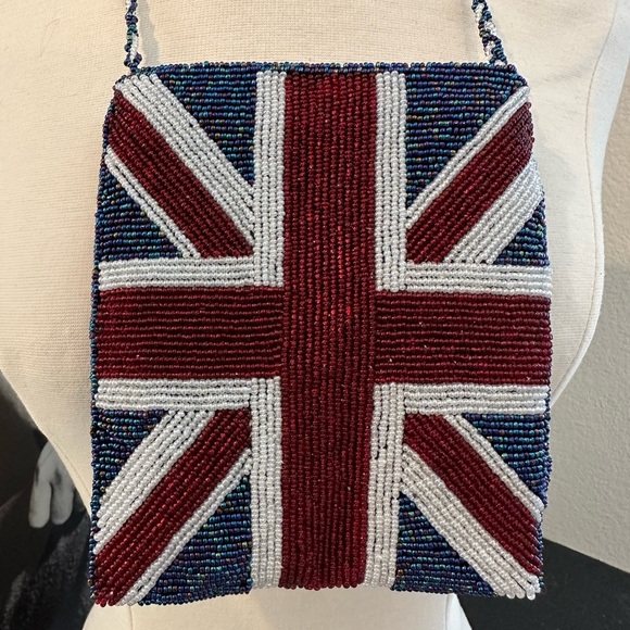 UK Britain Flag double sided beaded cross body bag - Picture 4 of 5